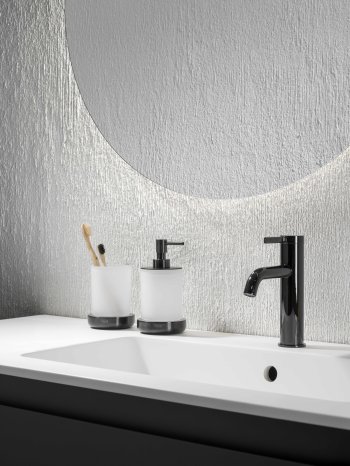Baterie pentru lavoar Roca ONA, cu ventil pop-up, negru lucios